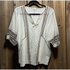 ACOS&A Boho V-Neck Blouse Women’s Size X-Large Peasant Embroidered Lacey